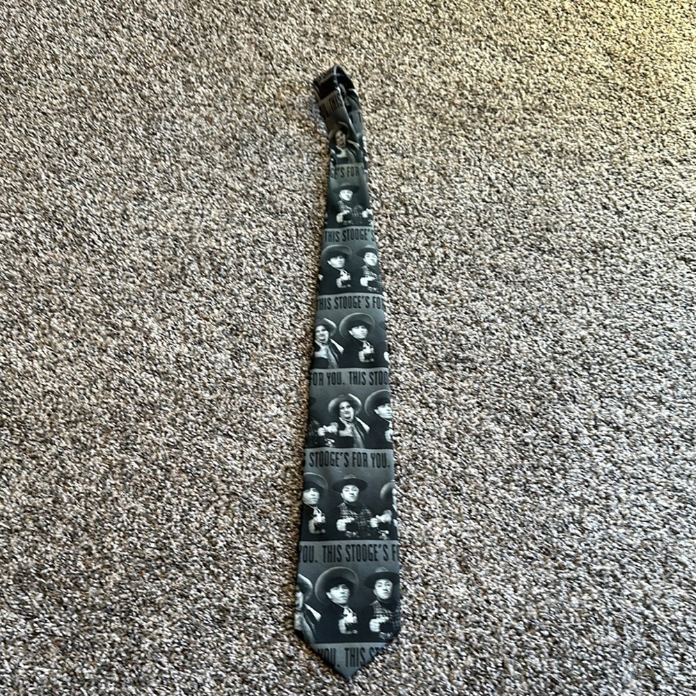 Three Stooges Vintage Black and Gray Men's Tie